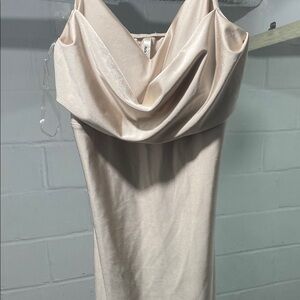 Elegant Cream Draped Women's Dress